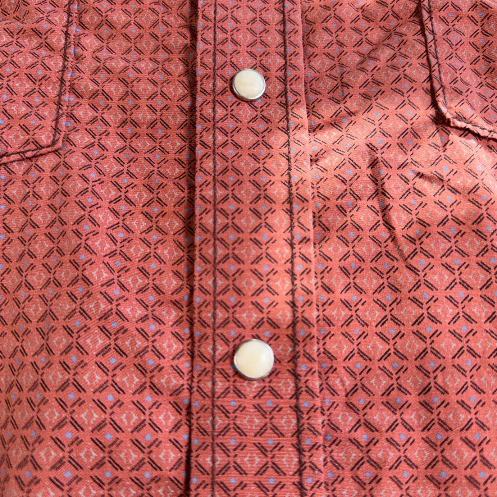 Rough Stock Panhandle Slim Shirt Men L Burnt Orange Pearl Snap Western Cowboy