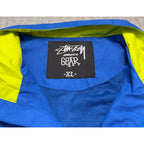 Stussy Authentic Gear Windbreaker Jacket Mens XL Blue Neon Yellow Quarter Zip