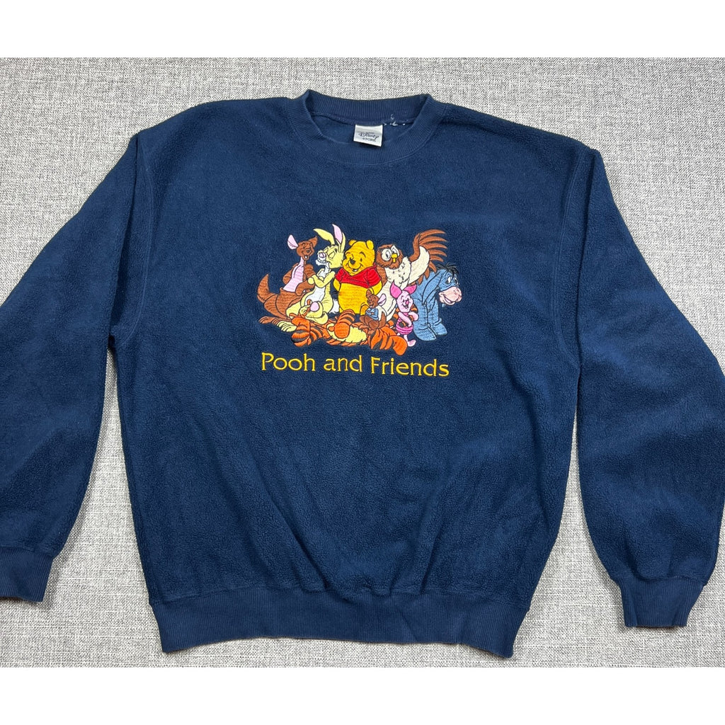Vintage Disney Store Pooh & Friends Embroidered Fleece Sweatshirt Adult M