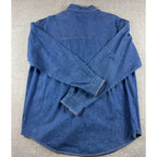 Vintage 90s Claus Sport Womens L Chambray Shirt Embroidered Birds Korea
