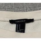 Forever 21 Women Small Cream Beaded Sleeve Crewneck Sweatshirt Boho Boxy