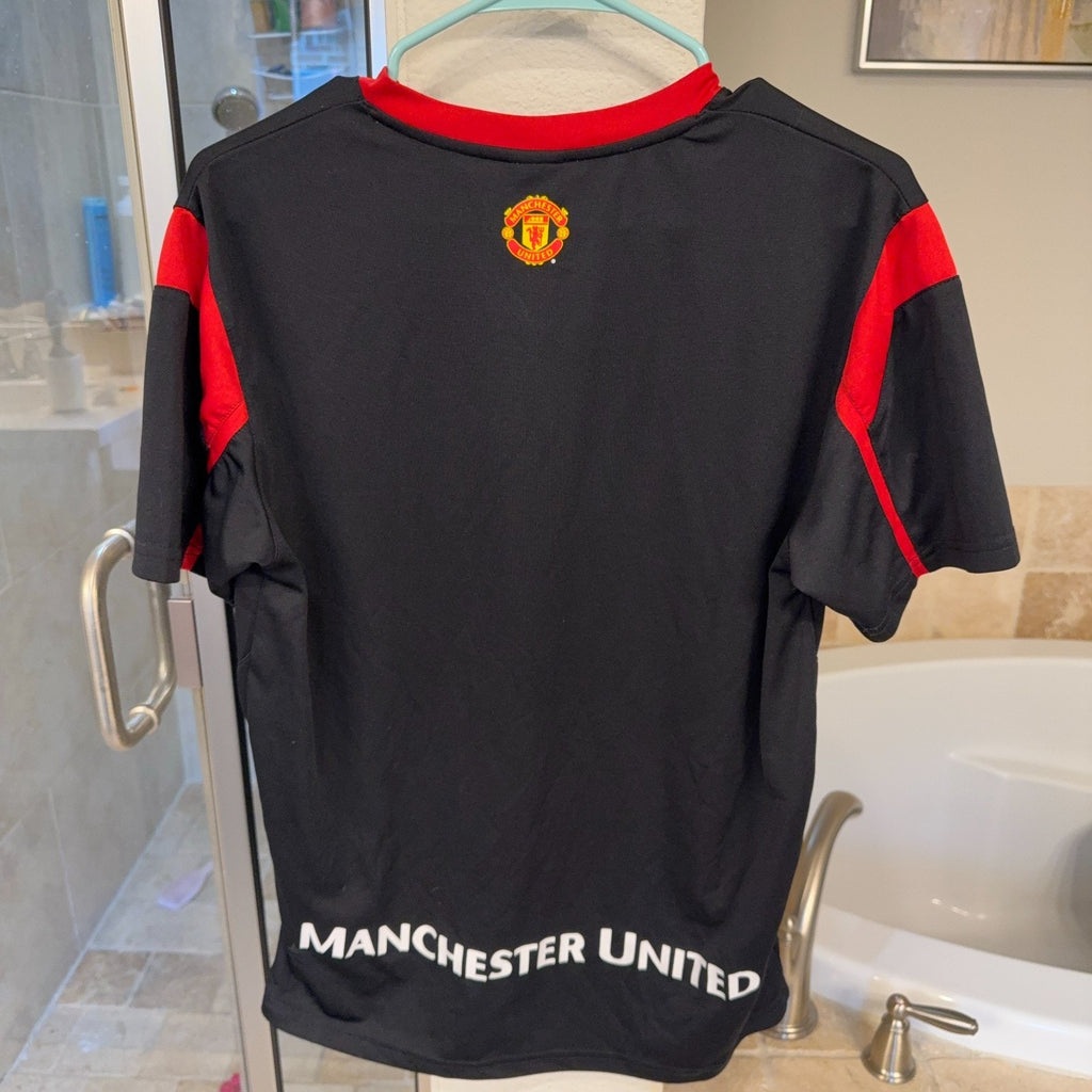 Manchester United Soccer Jersey Mens Small Black Red Football Shirt EPL Fan Top