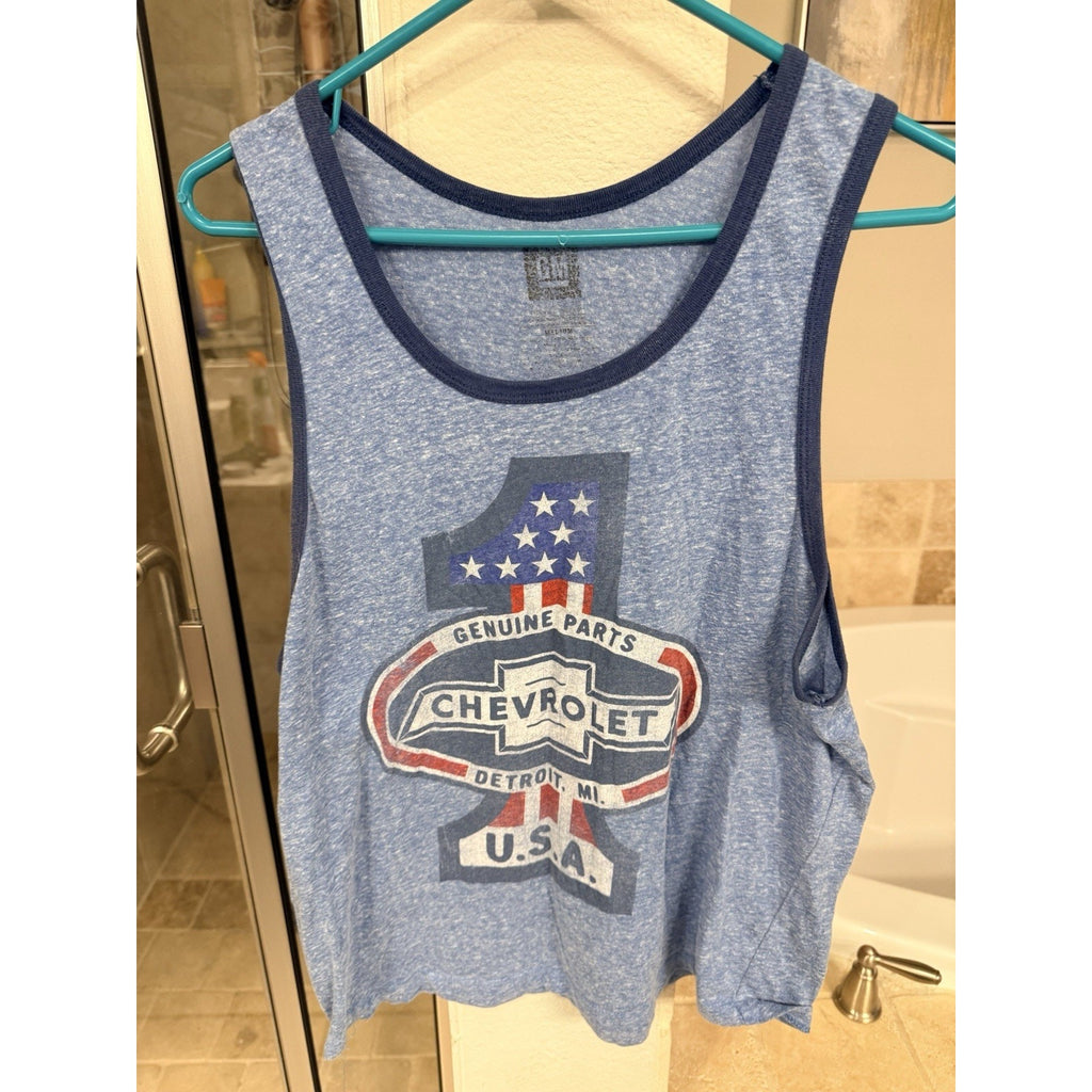 Hand Built Sleeveless Shirt + Chevy Genuine Parts Tank Bundle Mens L/M USA