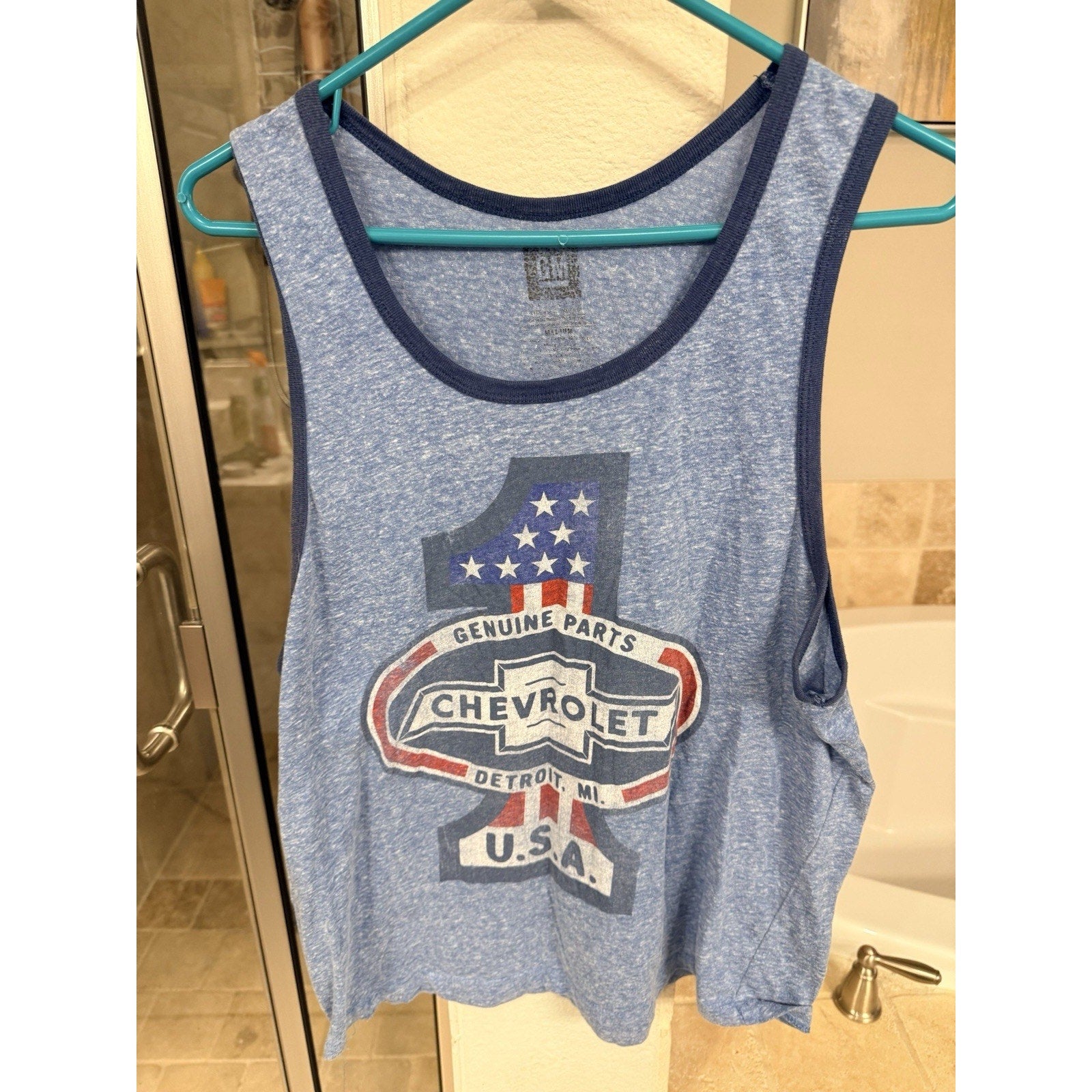 Hand Built Sleeveless Shirt + Chevy Genuine Parts Tank Bundle Mens L/M USA