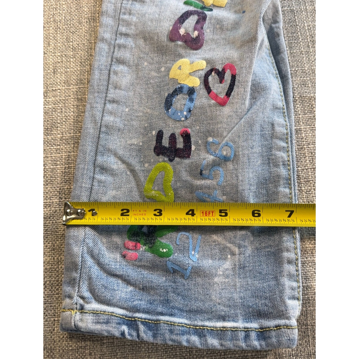 Smoke Rise Jeans Mens 38x34 Graffiti Paint Splatter Distressed Stretch Denim