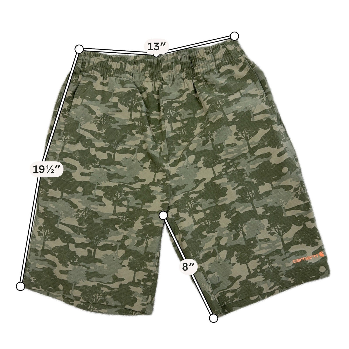 Carhartt Force Camo Shorts Boys L 14-16 Rugged Flex Outdoor Hunting Stretch