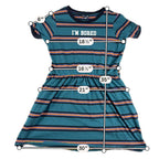 Hot Topic I'm Bored Dress XL Teal Striped Fit Flare Skater Alt Grunge Goth