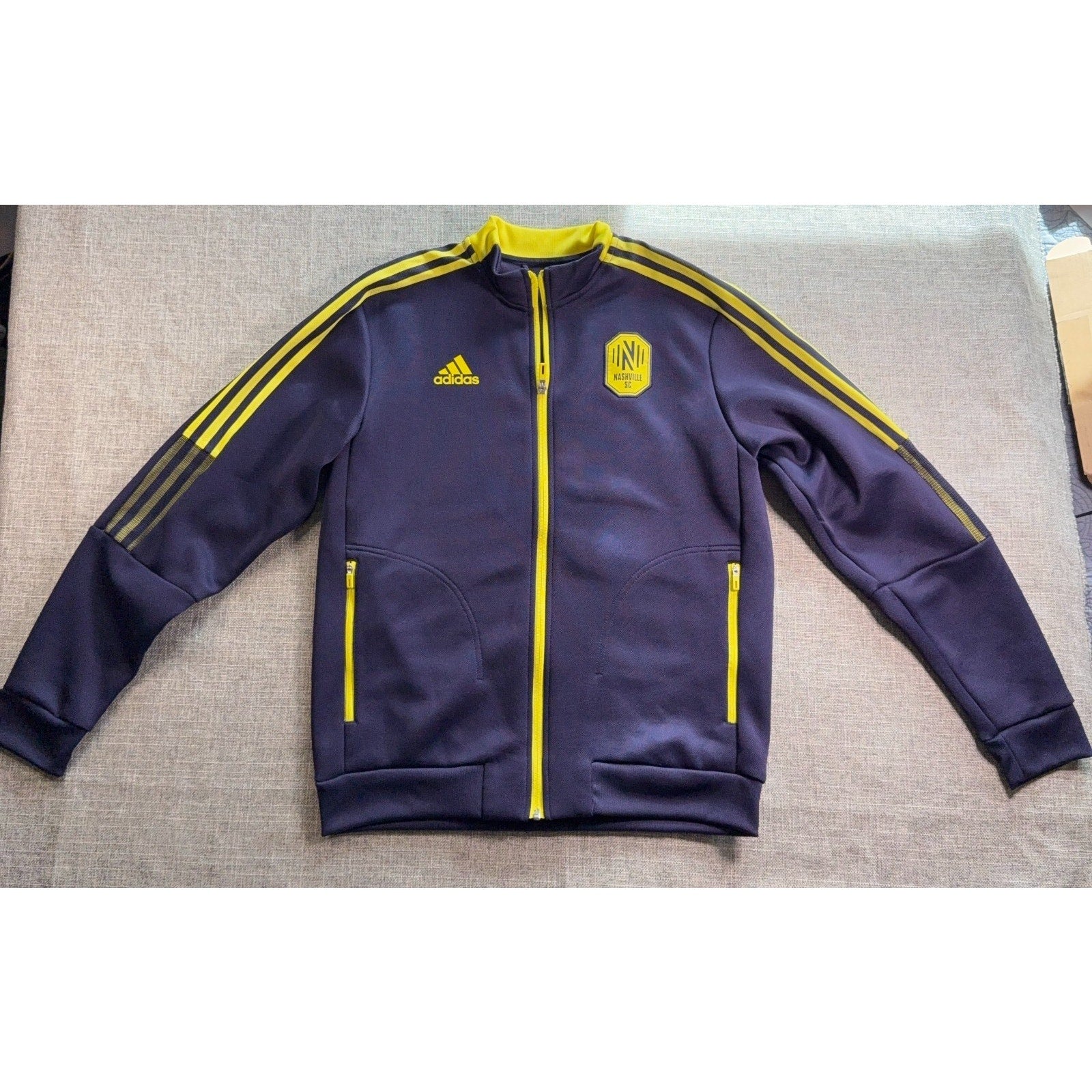 Adidas Nashville SC Anthem Jacket Mens Medium Navy Yellow Full Zip Soccer MLS