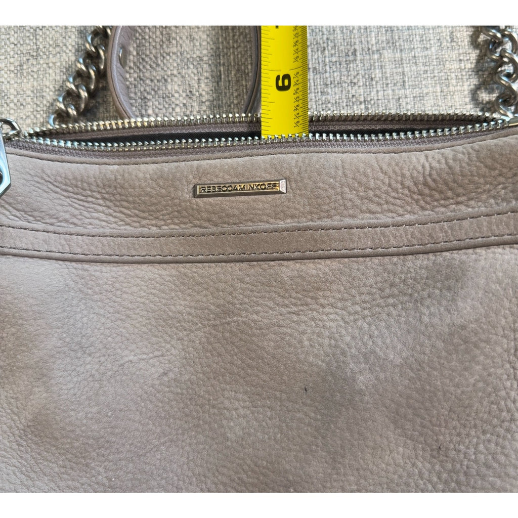 Rebecca Minkoff Mini MAC Crossbody Bag Gray Leather Chain Strap Purse