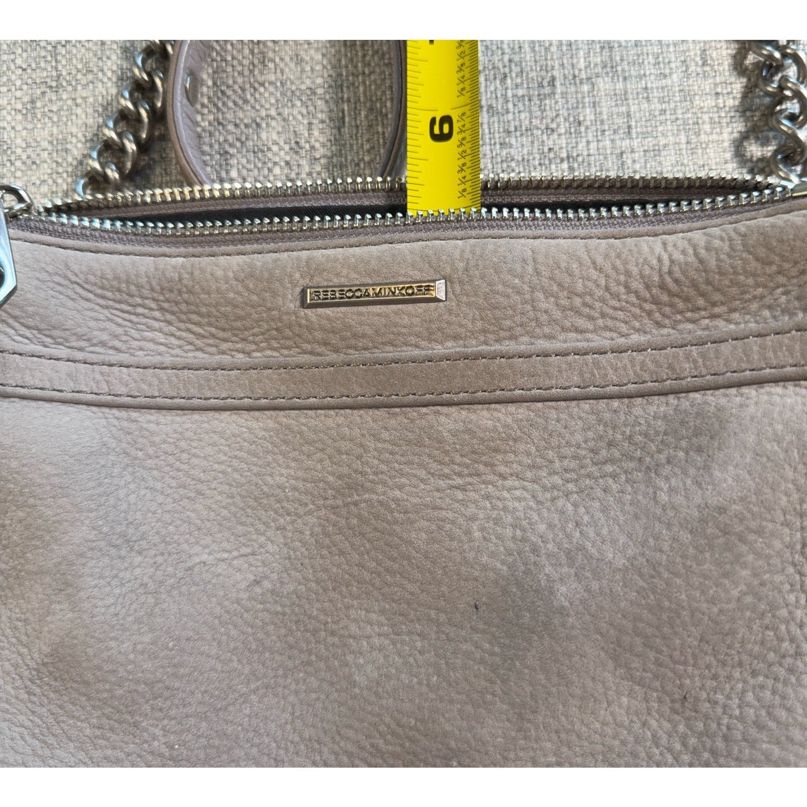 Rebecca Minkoff Mini MAC Crossbody Bag Gray Leather Chain Strap Purse