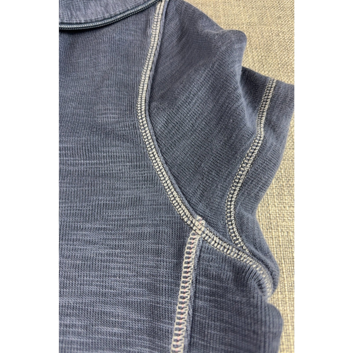Tommy Bahama Women L Sleeveless Knit Dress Quarter Zip Blue Contrast Stitch