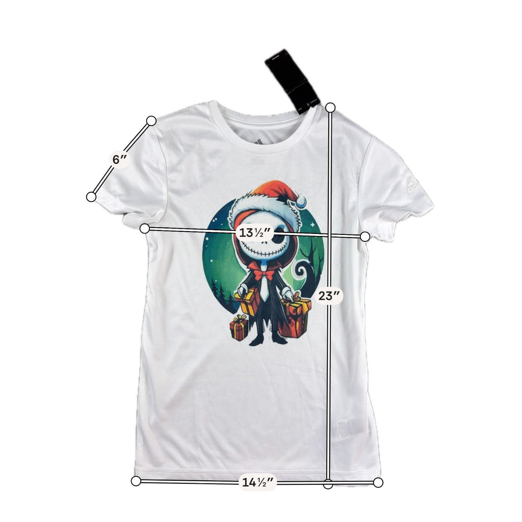 Adidas Youth Girls S 8 Christmas Skeleton Santa Graphic Shirt White NWT