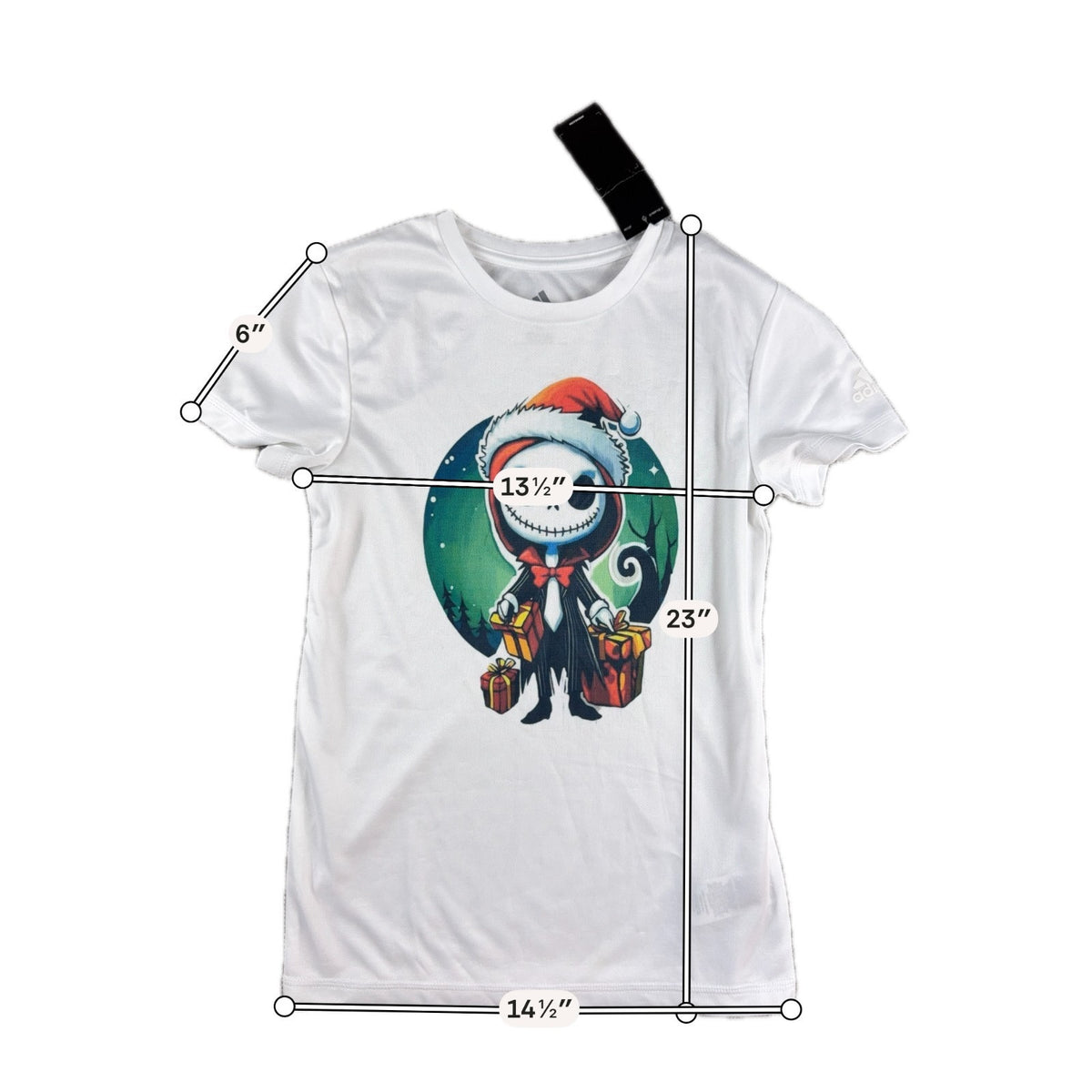 Adidas Youth Girls S 8 Christmas Skeleton Santa Graphic Shirt White NWT