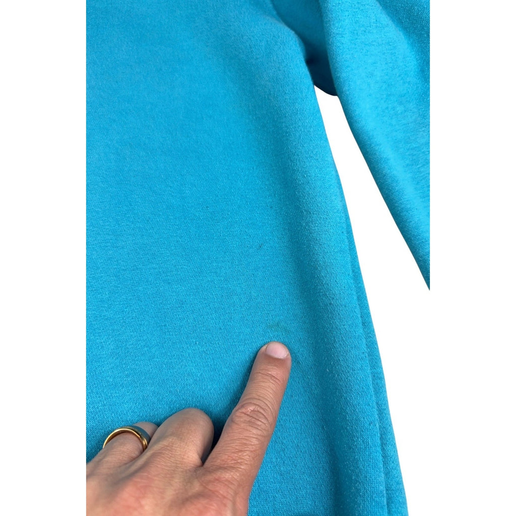 Mens Turquoise Embroidered Cartoon Rat Golf Crewneck Sweatshirt Size L Oversized