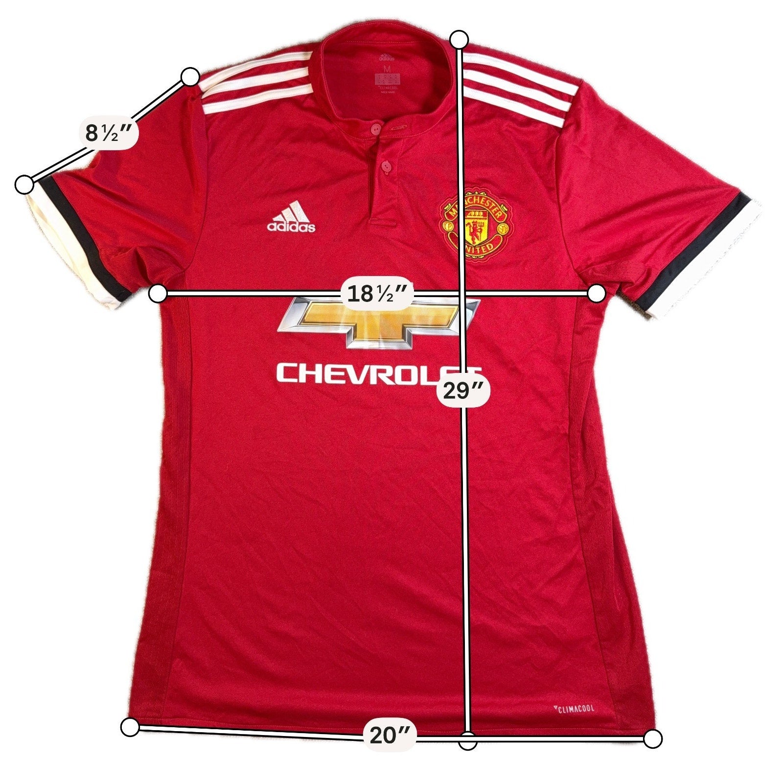 Adidas Manchester United 2017-18 Home Jersey Mens M Red Soccer Football