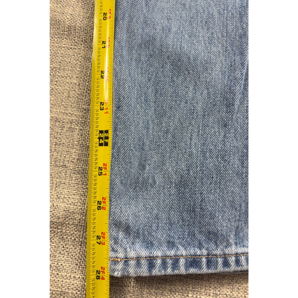 H&M Baggy Jeans Mens 34x32 Light Wash Custom Rose Embroidery Skater Y2K