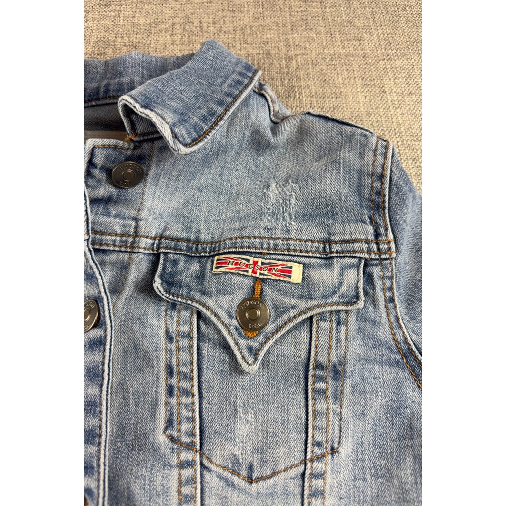 Y2K Light Wash Hudson Girls Stretch Denim Trucker Jacket XL 14/16