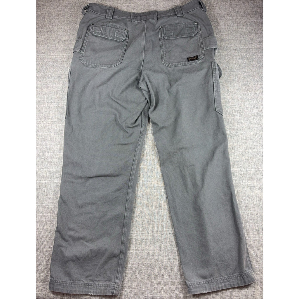 Duluth Trading Co Work Pants Mens 40x34 Relaxed Fit Gray Cargo Utility Canvas