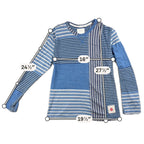 Billy Reid Made in Japan Indigo Patchwork Striped Long Sleeve Tee Men M