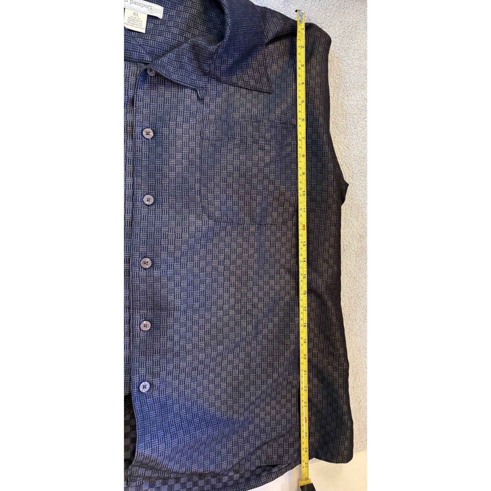 Island Passport Men’s XL Black Geometric Camp Shirt Rayon Blend Button Up Casual