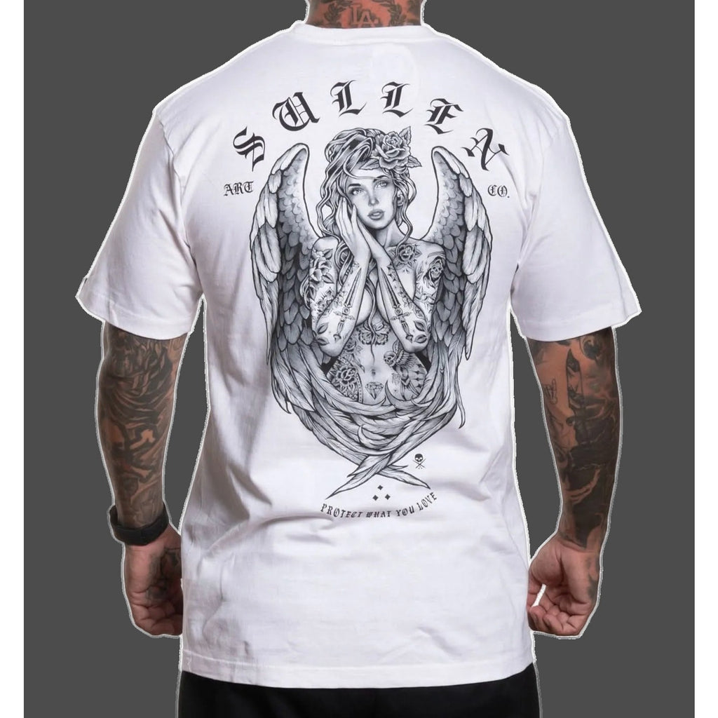 Sullen Dream Angel T-Shirt Men's Large White Tattoo Art Graphic NWT