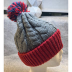 FC Barcelona Official Cable Knit Pom Beanie Hat Gray Red FCB Soccer Adult OS