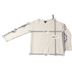 Forever 21 Women Small Cream Beaded Sleeve Crewneck Sweatshirt Boho Boxy