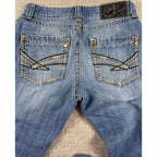 Rock 47 Wrangler Jeans Mens 30x34 Bootcut Y2K Western Thick Stitch Distressed