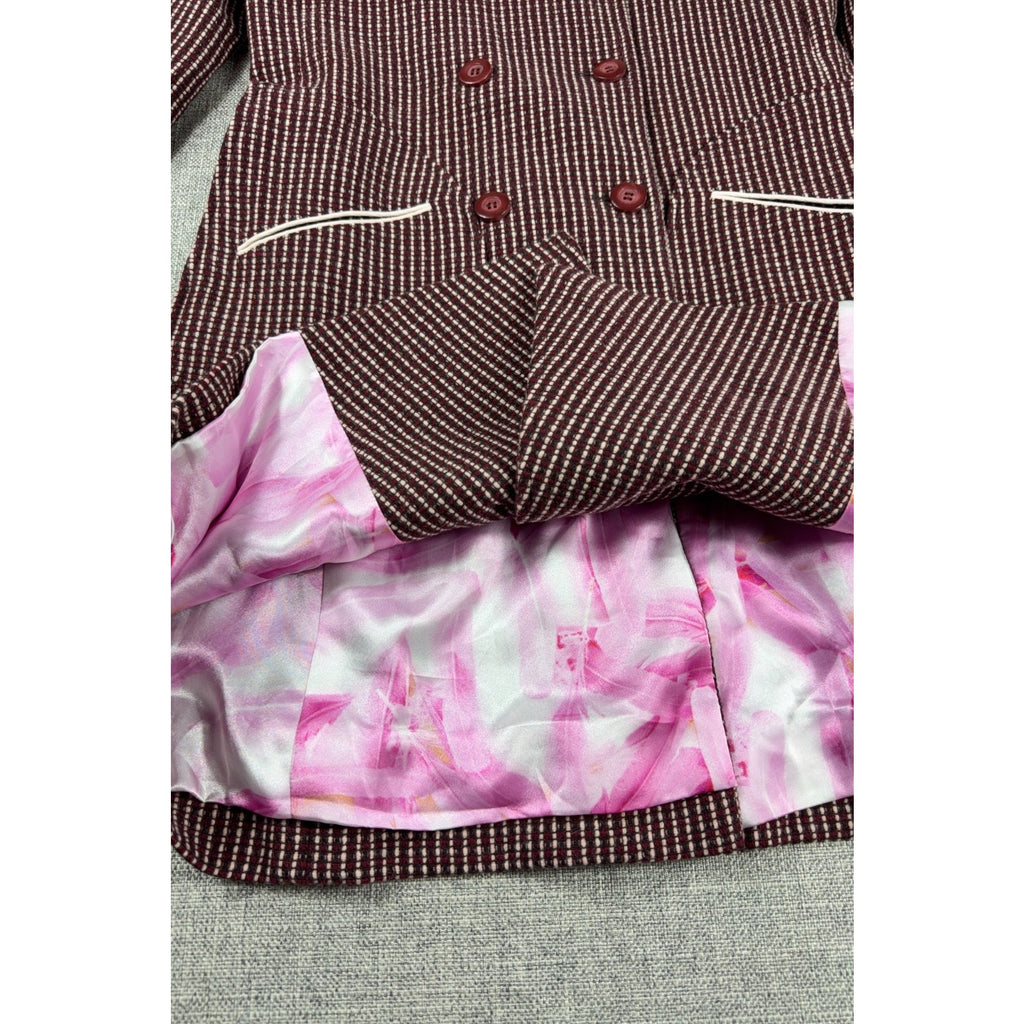 Original Penguin Munsingwear Womens M Brown Double Breasted Mod Coat Y2K Retro