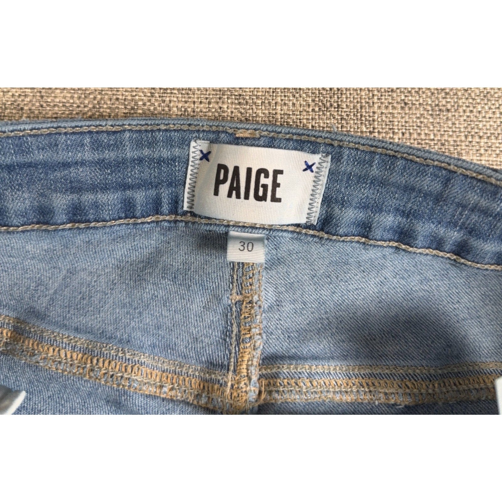 PAIGE Hoxton Ankle Jeans Womens 30 Blue Metallic Silver Stripe Skinny High Rise