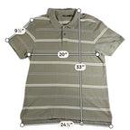 Tasso Elba Mens XL Olive Green Striped Polo Shirt 100% Cotton Short Sleeve Casua