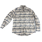 Woolrich Mens XL Fishing Shirt Fish Rods Trees Outdoor Print Button Down