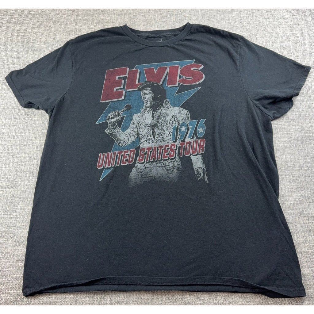 Elvis Presley 1976 United States Tour T Shirt Mens XL Black Graphic Tee 2022