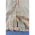 Linen Club Studio Mens 40cm 100% Linen Shirt Yellow Gold Long Sleeve Contemporar
