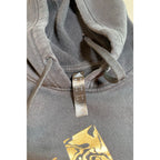 Adidas HK9146 Hoodie Mens M Black Gold Foil Logo Pullover Sweatshirt Faded