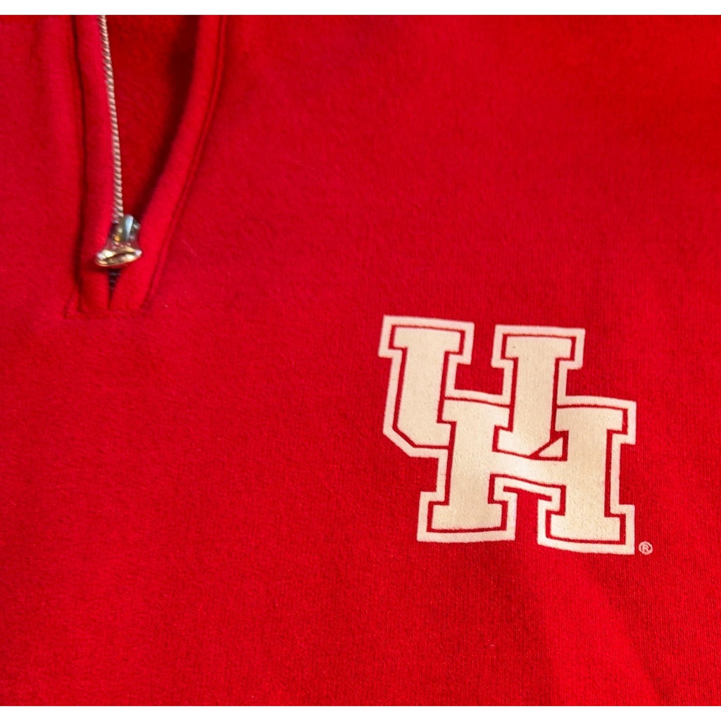 University of Houston Cougars Quarter Zip Sweatshirt Mens M Red UH Pullover