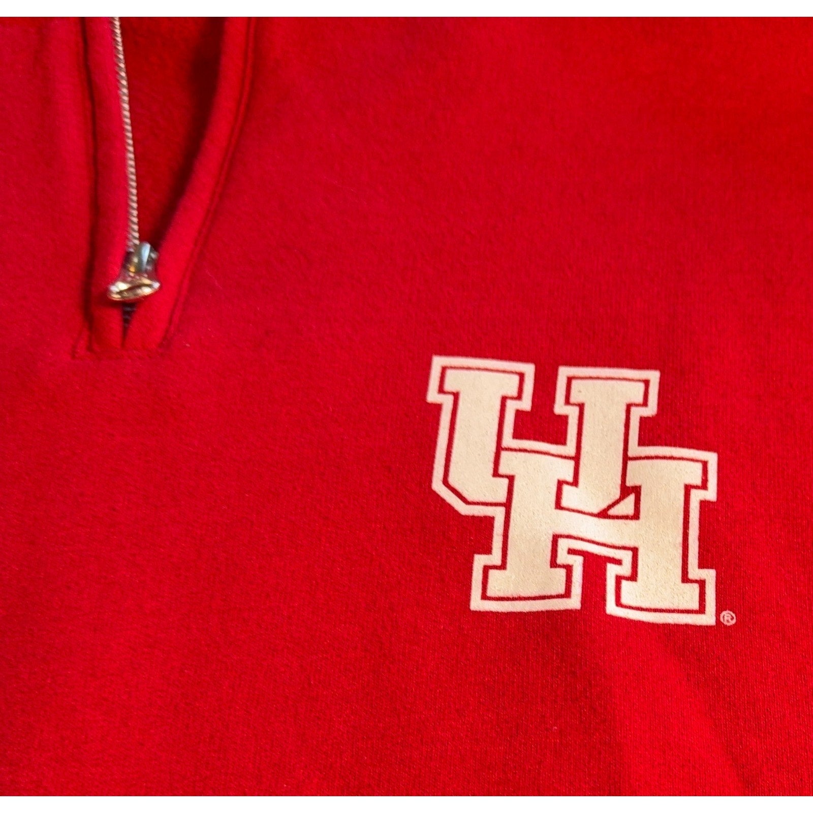 University of Houston Cougars Quarter Zip Sweatshirt Mens M Red UH Pullover