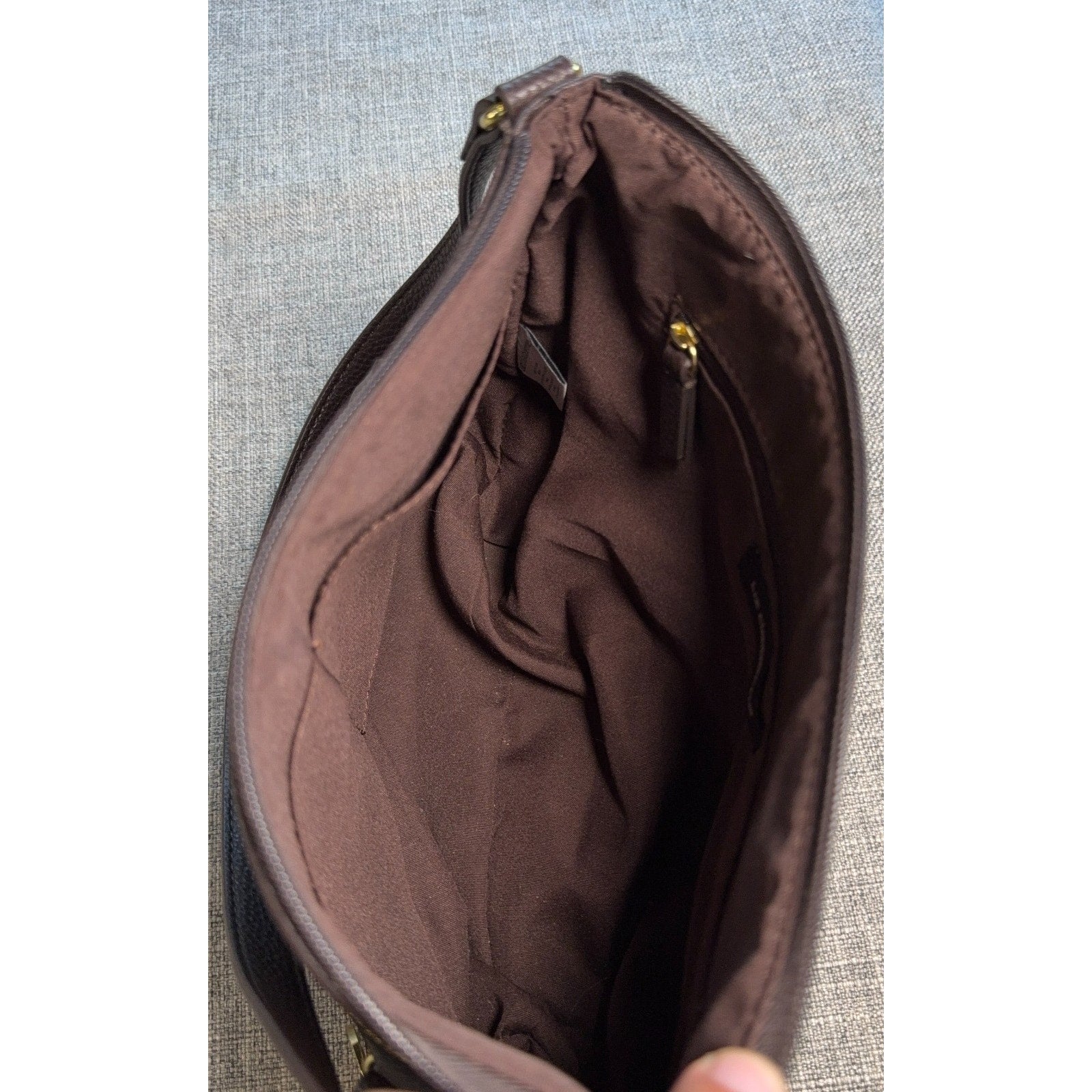 Liz Claiborne Brown Monogram Shoulder Bag Purse Faux Leather Geometric