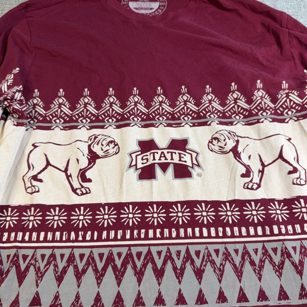 Mississippi State Bulldogs Christmas Sweater Tee Medium Lauren James Long Sleeve