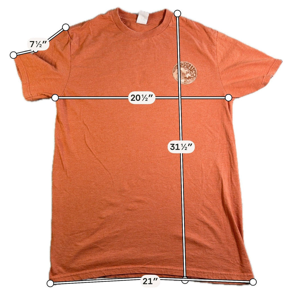 Quiksilver 1969 Wave Graphic T Shirt Mens Medium Orange Surf Skate Double Sided