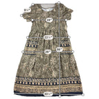 Molly Malloy Petite Maxi Dress Olive Floral Border Print Boho Pockets Tie Back