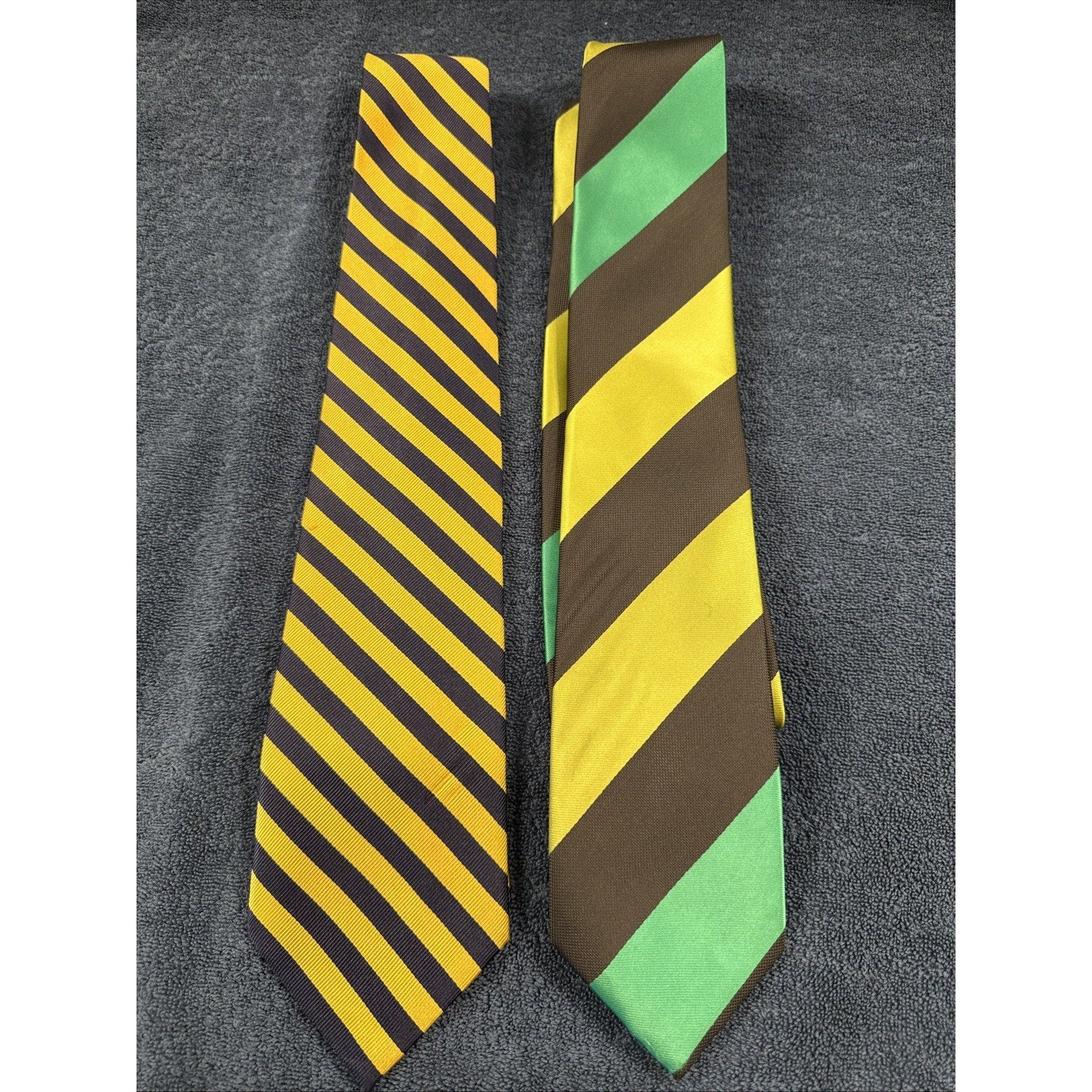 Lot of 2 Men’s Designer Prep Stripe Ties Ashford Brooks John Sparks Silk