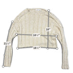 O'Neill Sweater Womens Small Cream Cropped Ribbed Knit Drop Shoulder Pullover