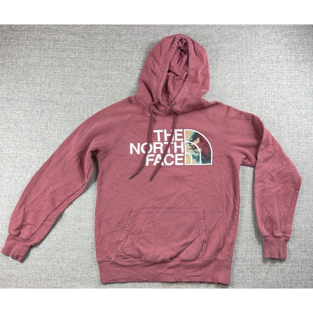 The North Face Women XS Hoodie Dusty Rose Floral Logo Pullover Sweatshirt