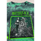 Beetlejuice Tie Dye Crop T Shirt M Green Black Movie Horror Goth Graphic Tee