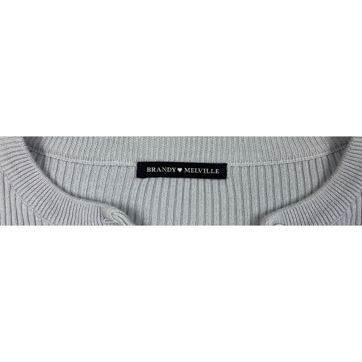 Brandy Melville Zelly Top One Size Light Blue Ribbed Cropped Henley Long Sleeve