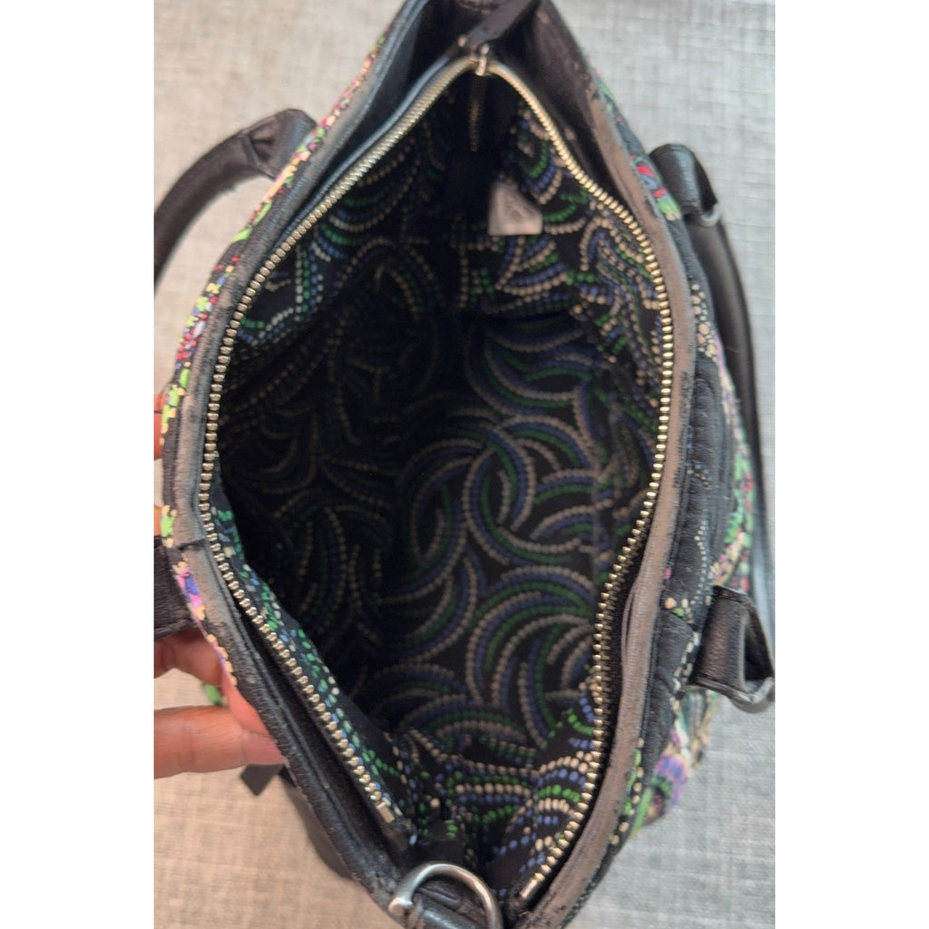 Vera Bradley Day Off Satchel Kiev Paisley Quilted Shoulder Bag Purse Black Trim