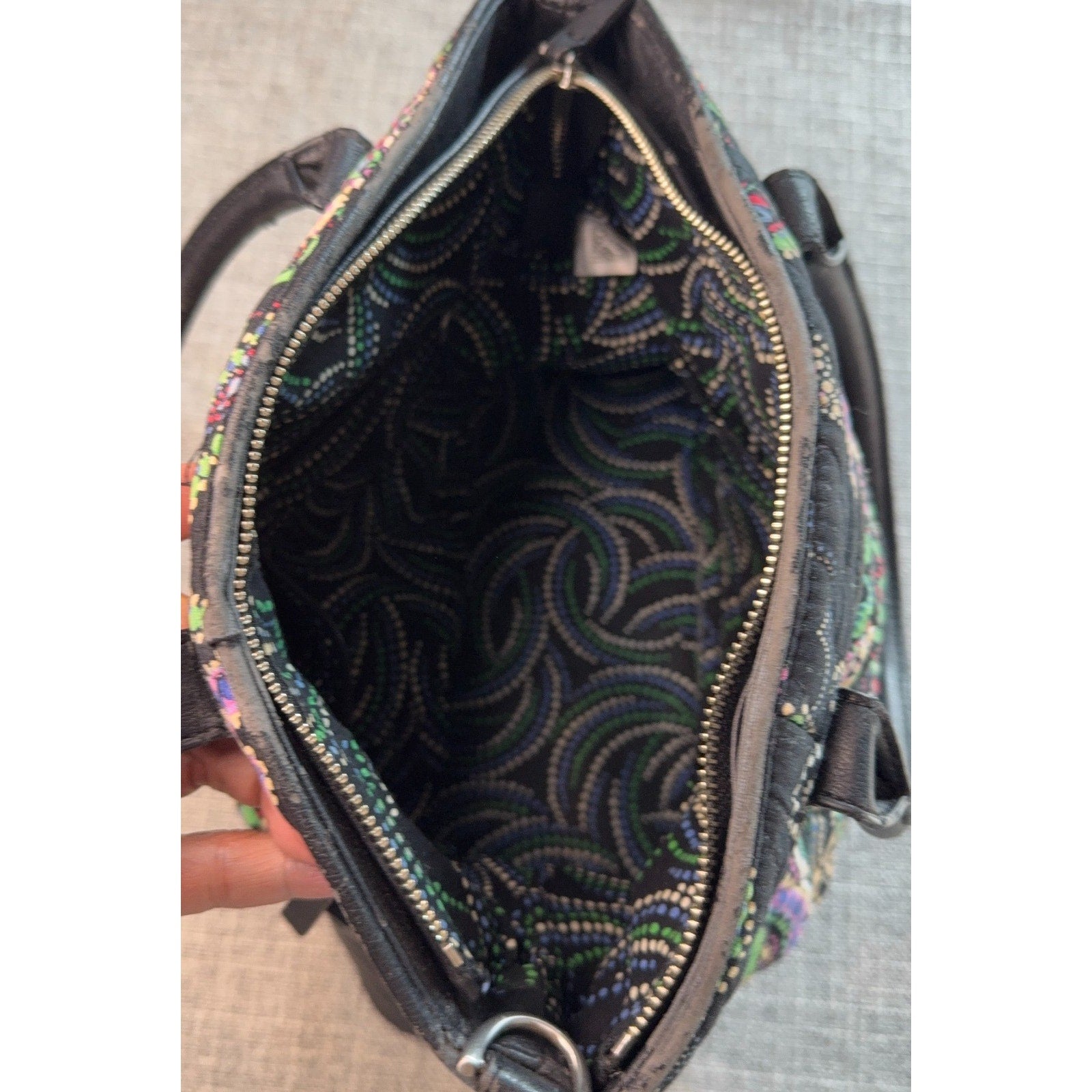 Vera Bradley Day Off Satchel Kiev Paisley Quilted Shoulder Bag Purse Black Trim