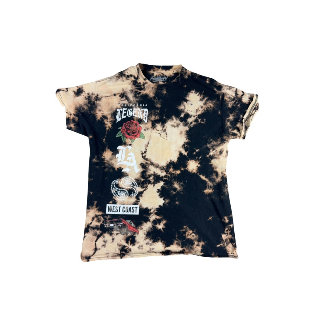 Poison California Legend LA West Coast Bleach Tie Dye Graphic T Shirt Medium