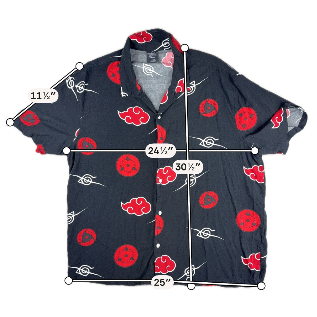 Naruto Shippuden 2007 Viz Media Akatsuki Sharingan Rayon Shirt XL Anime AOP